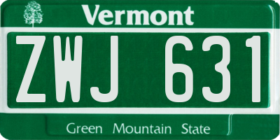 VT license plate ZWJ631