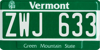 VT license plate ZWJ633