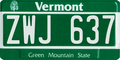VT license plate ZWJ637