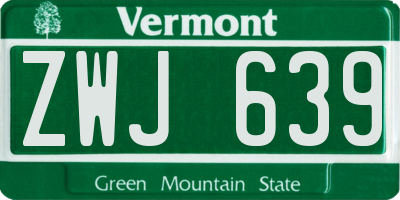 VT license plate ZWJ639