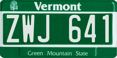 VT license plate ZWJ641