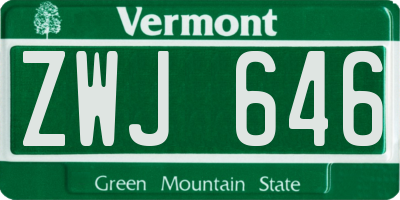 VT license plate ZWJ646