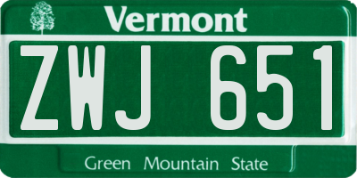 VT license plate ZWJ651