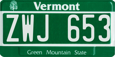 VT license plate ZWJ653