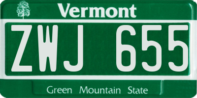 VT license plate ZWJ655