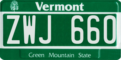 VT license plate ZWJ660