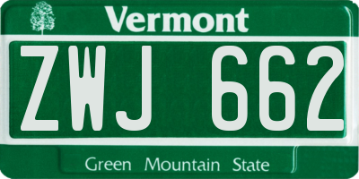 VT license plate ZWJ662