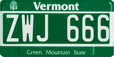 VT license plate ZWJ666