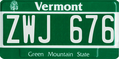 VT license plate ZWJ676