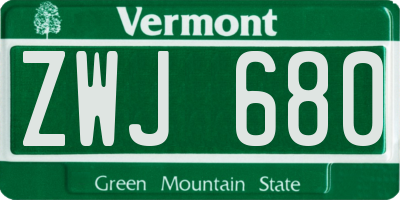 VT license plate ZWJ680