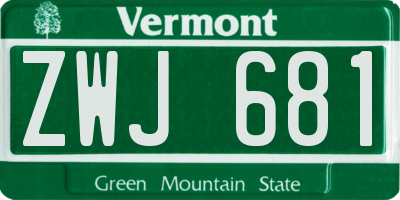 VT license plate ZWJ681