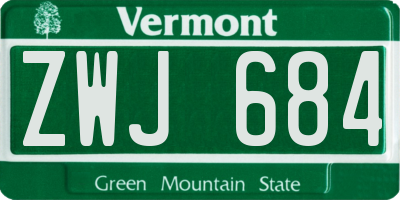 VT license plate ZWJ684