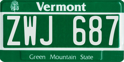 VT license plate ZWJ687