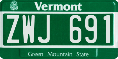 VT license plate ZWJ691
