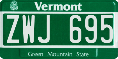 VT license plate ZWJ695