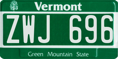 VT license plate ZWJ696