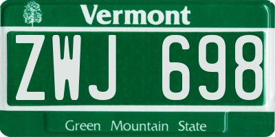 VT license plate ZWJ698