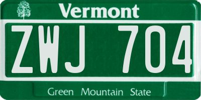 VT license plate ZWJ704