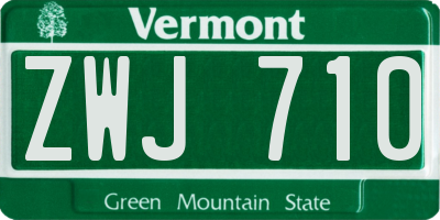 VT license plate ZWJ710
