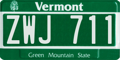 VT license plate ZWJ711