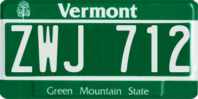 VT license plate ZWJ712