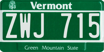 VT license plate ZWJ715