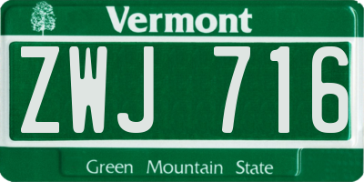 VT license plate ZWJ716