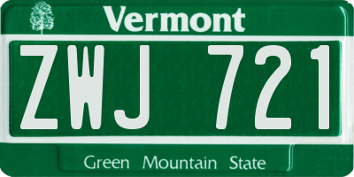 VT license plate ZWJ721