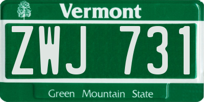 VT license plate ZWJ731