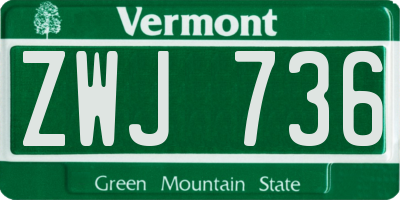 VT license plate ZWJ736