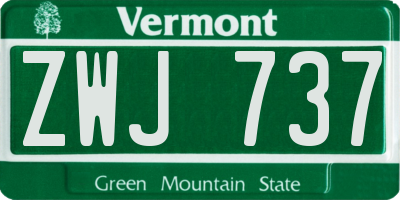 VT license plate ZWJ737