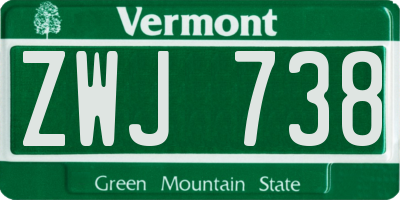 VT license plate ZWJ738