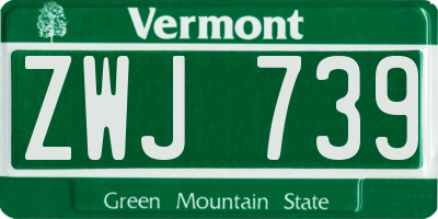 VT license plate ZWJ739