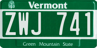 VT license plate ZWJ741