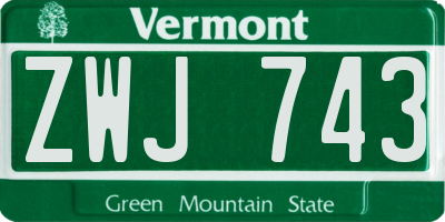 VT license plate ZWJ743