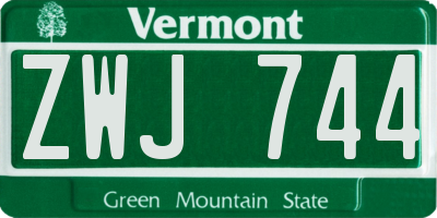 VT license plate ZWJ744