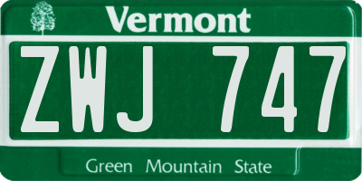 VT license plate ZWJ747