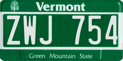 VT license plate ZWJ754