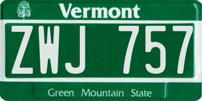 VT license plate ZWJ757