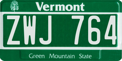 VT license plate ZWJ764