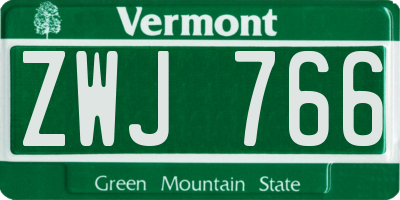 VT license plate ZWJ766
