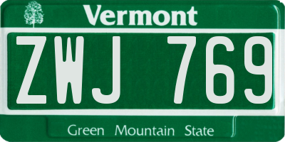 VT license plate ZWJ769