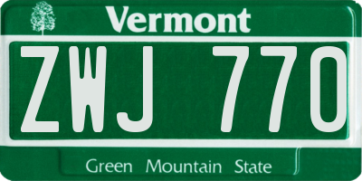 VT license plate ZWJ770