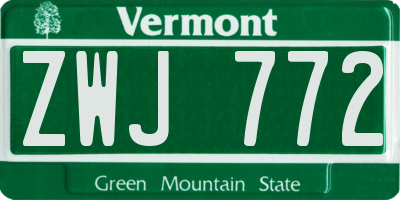 VT license plate ZWJ772