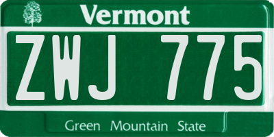 VT license plate ZWJ775