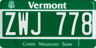 VT license plate ZWJ778