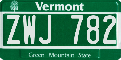 VT license plate ZWJ782