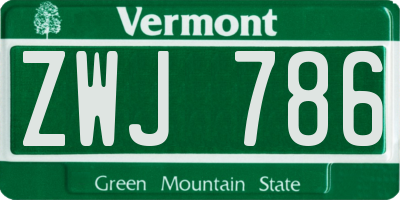 VT license plate ZWJ786