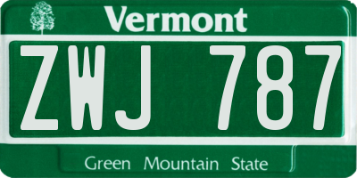 VT license plate ZWJ787