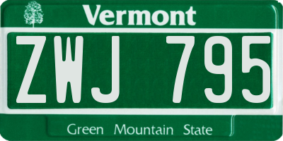 VT license plate ZWJ795